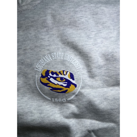 LSU Tigers NCAA Licensed Women's Cropped Quarter Zip Sweatshirt Oatmeal, Small - Picture 2 of 6